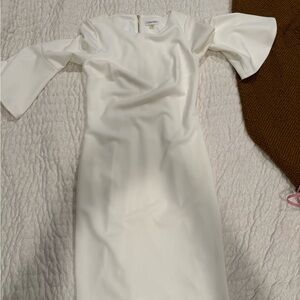 Calvin Klein midi dress with trumpet sleeves